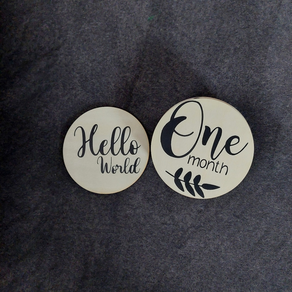 13 piece Wooden milestone plaques for baby's